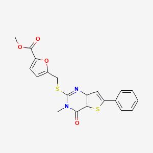 molecular formula C20H16N2O4S2 B2355522 methyl 5-[({3-methyl-4-oxo-6-phenyl-3H,4H-thieno[3,2-d]pyrimidin-2-yl}sulfanyl)methyl]furan-2-carboxylate CAS No. 1105240-40-1