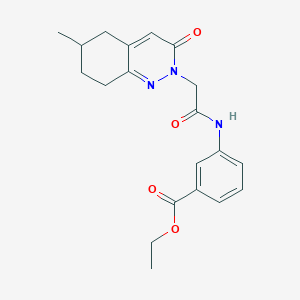 molecular formula C20H23N3O4 B2355568 ethyl 3-[2-(6-methyl-3-oxo-2,3,5,6,7,8-hexahydrocinnolin-2-yl)acetamido]benzoate CAS No. 932997-75-6