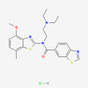 molecular formula C23H27ClN4O2S2 B2355623 N-(2-(diethylamino)ethyl)-N-(4-methoxy-7-methylbenzo[d]thiazol-2-yl)benzo[d]thiazole-6-carboxamide hydrochloride CAS No. 1321963-12-5
