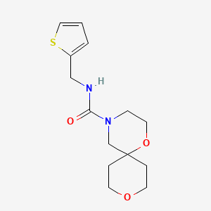 molecular formula C14H20N2O3S B2355624 N-(thiophen-2-ylmethyl)-1,9-dioxa-4-azaspiro[5.5]undecane-4-carboxamide CAS No. 1421491-17-9