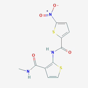 molecular formula C11H9N3O4S2 B2355654 N-(3-(methylcarbamoyl)thiophen-2-yl)-5-nitrothiophene-2-carboxamide CAS No. 864974-61-8