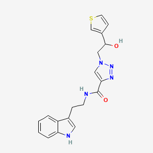 molecular formula C19H19N5O2S B2355707 N-(2-(1H-indol-3-yl)ethyl)-1-(2-hydroxy-2-(thiophen-3-yl)ethyl)-1H-1,2,3-triazole-4-carboxamide CAS No. 2034598-66-6