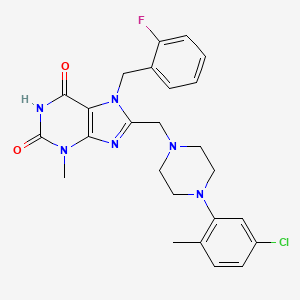 8-[[4-(5-Chloro-2-methylphenyl)piperazin-1-yl]methyl]-7-[(2-fluorophenyl)methyl]-3-methylpurine-2,6-dione