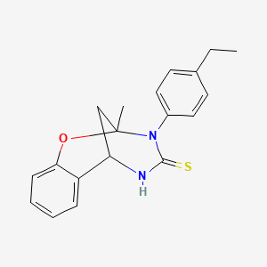 molecular formula C19H20N2OS B2355746 3-(4-ethylphenyl)-2-methyl-2,3,5,6-tetrahydro-4H-2,6-methano-1,3,5-benzoxadiazocine-4-thione CAS No. 896703-95-0