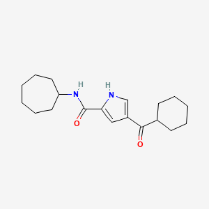 molecular formula C19H28N2O2 B2355749 N-cycloheptyl-4-(cyclohexylcarbonyl)-1H-pyrrole-2-carboxamide CAS No. 439096-65-8