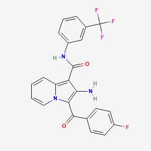 molecular formula C23H15F4N3O2 B2355765 2-amino-3-(4-fluorobenzoyl)-N-[3-(trifluoromethyl)phenyl]indolizine-1-carboxamide CAS No. 898453-40-2