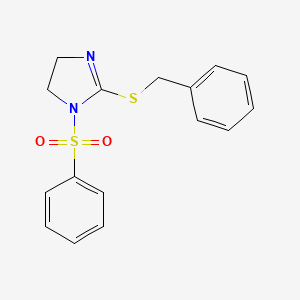molecular formula C16H16N2O2S2 B2355811 2-(benzylthio)-1-(phenylsulfonyl)-4,5-dihydro-1H-imidazole CAS No. 868216-59-5