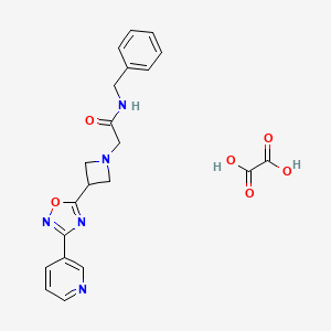 molecular formula C21H21N5O6 B2355824 N-benzyl-2-(3-(3-(pyridin-3-yl)-1,2,4-oxadiazol-5-yl)azetidin-1-yl)acetamide oxalate CAS No. 1351615-02-5