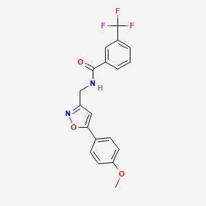 molecular formula C19H15F3N2O3 B2355828 N-((5-(4-methoxyphenyl)isoxazol-3-yl)methyl)-3-(trifluoromethyl)benzamide CAS No. 952969-46-9