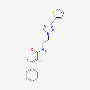 molecular formula C18H17N3OS B2355837 N-(2-(3-(thiophen-2-yl)-1H-pyrazol-1-yl)ethyl)cinnamamide CAS No. 1448139-84-1