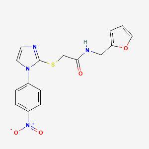 molecular formula C16H14N4O4S B2355850 N-(furan-2-ylmethyl)-2-[1-(4-nitrophenyl)imidazol-2-yl]sulfanylacetamide CAS No. 851079-57-7