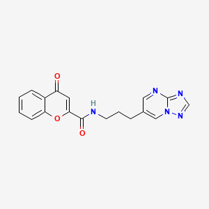 molecular formula C18H15N5O3 B2355923 N-(3-([1,2,4]triazolo[1,5-a]pyrimidin-6-yl)propyl)-4-oxo-4H-chromene-2-carboxamide CAS No. 2034614-87-2