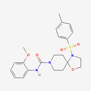 molecular formula C22H27N3O5S B2355940 N-(2-methoxyphenyl)-4-tosyl-1-oxa-4,8-diazaspiro[4.5]decane-8-carboxamide CAS No. 1208931-43-4
