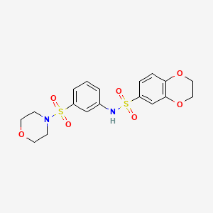 molecular formula C18H20N2O7S2 B2355993 N-(3-morpholin-4-ylsulfonylphenyl)-2,3-dihydro-1,4-benzodioxine-6-sulfonamide CAS No. 568543-08-8