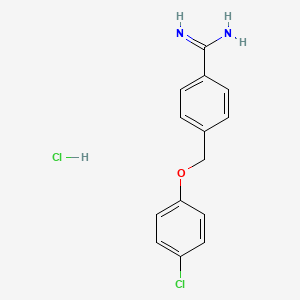 molecular formula C14H14Cl2N2O B2356006 4-[(4-Chlorophenoxy)methyl]benzene-1-carboximidamide hydrochloride CAS No. 1267321-20-9