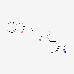 molecular formula C19H22N2O3 B2356011 N-[3-(1-benzofuran-2-yl)propyl]-3-(3,5-dimethyl-1,2-oxazol-4-yl)propanamide CAS No. 2034280-70-9