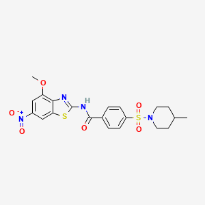 molecular formula C21H22N4O6S2 B2356037 N-(4-methoxy-6-nitro-1,3-benzothiazol-2-yl)-4-[(4-methylpiperidin-1-yl)sulfonyl]benzamide CAS No. 683260-06-2