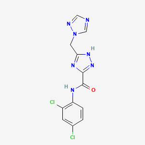 molecular formula C12H9Cl2N7O B2356075 N-(2,4-dichlorophenyl)-3-(1H-1,2,4-triazol-1-ylmethyl)-1H-1,2,4-triazole-5-carboxamide CAS No. 185454-53-9