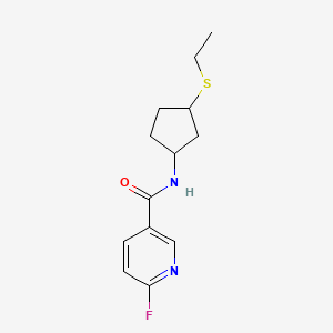 molecular formula C13H17FN2OS B2356097 N-(3-Ethylsulfanylcyclopentyl)-6-fluoropyridine-3-carboxamide CAS No. 1436197-96-4