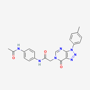 molecular formula C21H19N7O3 B2356104 N-(4-acetamidophenyl)-2-(7-oxo-3-(p-tolyl)-3H-[1,2,3]triazolo[4,5-d]pyrimidin-6(7H)-yl)acetamide CAS No. 863019-15-2