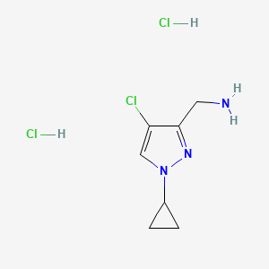 molecular formula C7H12Cl3N3 B2356131 (4-Chloro-1-cyclopropylpyrazol-3-yl)methanamine;dihydrochloride CAS No. 2514953-03-6
