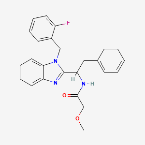molecular formula C25H24FN3O2 B2356141 N-(1-{1-[(2-fluorophenyl)methyl]-1H-1,3-benzodiazol-2-yl}-2-phenylethyl)-2-methoxyacetamide CAS No. 850925-85-8