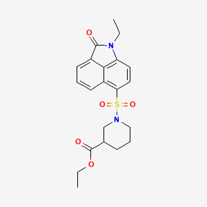 molecular formula C21H24N2O5S B2356151 Ethyl 1-((1-ethyl-2-oxo-1,2-dihydrobenzo[cd]indol-6-yl)sulfonyl)piperidine-3-carboxylate CAS No. 438489-17-9