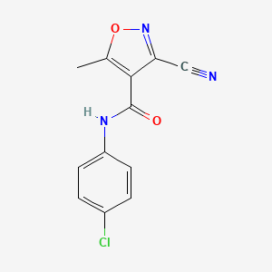 molecular formula C12H8ClN3O2 B2356153 N-(4-chlorophenyl)-3-cyano-5-methyl-1,2-oxazole-4-carboxamide CAS No. 400083-75-2