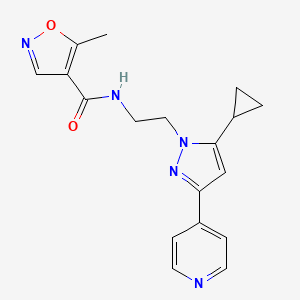 molecular formula C18H19N5O2 B2356236 N-(2-(5-cyclopropyl-3-(pyridin-4-yl)-1H-pyrazol-1-yl)ethyl)-5-methylisoxazole-4-carboxamide CAS No. 1797260-36-6