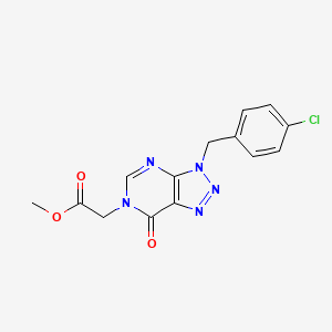 molecular formula C14H12ClN5O3 B2356262 METHYL 2-{3-[(4-CHLOROPHENYL)METHYL]-7-OXO-3H,6H,7H-[1,2,3]TRIAZOLO[4,5-D]PYRIMIDIN-6-YL}ACETATE CAS No. 847383-97-5