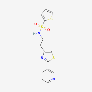 molecular formula C14H13N3O2S3 B2356263 N-{2-[2-(pyridin-3-yl)-1,3-thiazol-4-yl]ethyl}thiophene-2-sulfonamide CAS No. 863512-01-0