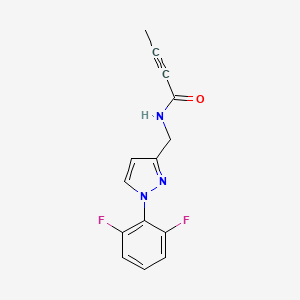 molecular formula C14H11F2N3O B2356296 N-[[1-(2,6-Difluorophenyl)pyrazol-3-yl]methyl]but-2-ynamide CAS No. 2411226-67-8