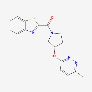 molecular formula C17H16N4O2S B2356318 Benzo[d]thiazol-2-yl(3-((6-methylpyridazin-3-yl)oxy)pyrrolidin-1-yl)methanone CAS No. 2034581-13-8