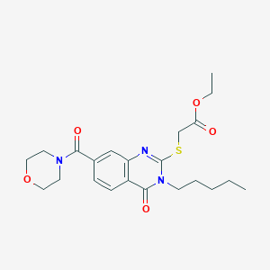 molecular formula C22H29N3O5S B2356324 Ethyl 2-((7-(morpholine-4-carbonyl)-4-oxo-3-pentyl-3,4-dihydroquinazolin-2-yl)thio)acetate CAS No. 309749-76-6