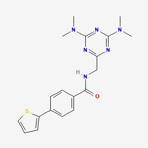 molecular formula C19H22N6OS B2356350 N-((4,6-bis(dimethylamino)-1,3,5-triazin-2-yl)methyl)-4-(thiophen-2-yl)benzamide CAS No. 2034471-48-0