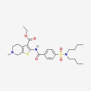 molecular formula C26H37N3O5S2 B2356354 ethyl 2-[[4-(dibutylsulfamoyl)benzoyl]amino]-6-methyl-5,7-dihydro-4H-thieno[2,3-c]pyridine-3-carboxylate CAS No. 449766-88-5