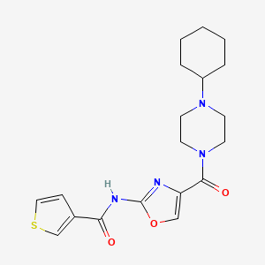 molecular formula C19H24N4O3S B2356364 N-[4-(4-cyclohexylpiperazine-1-carbonyl)-1,3-oxazol-2-yl]thiophene-3-carboxamide CAS No. 1351658-80-4
