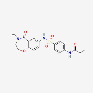 molecular formula C21H25N3O5S B2356393 N-(4-(N-(4-ethyl-5-oxo-2,3,4,5-tetrahydrobenzo[f][1,4]oxazepin-7-yl)sulfamoyl)phenyl)isobutyramide CAS No. 922008-01-3