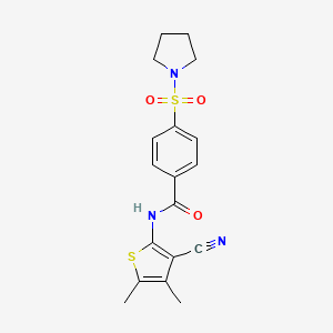 molecular formula C18H19N3O3S2 B2356405 N-(3-cyano-4,5-dimethylthiophen-2-yl)-4-(pyrrolidine-1-sulfonyl)benzamide CAS No. 896301-45-4