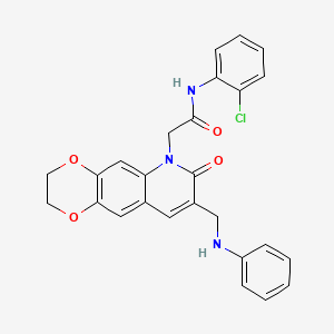 molecular formula C26H22ClN3O4 B2356444 N-(2-chlorophenyl)-2-{7-oxo-8-[(phenylamino)methyl]-2H,3H,6H,7H-[1,4]dioxino[2,3-g]quinolin-6-yl}acetamide CAS No. 894549-52-1