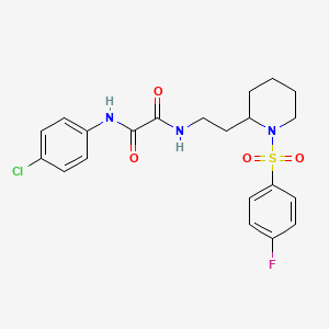 molecular formula C21H23ClFN3O4S B2356446 N1-(4-chlorophenyl)-N2-(2-(1-((4-fluorophenyl)sulfonyl)piperidin-2-yl)ethyl)oxalamide CAS No. 898444-93-4