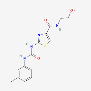 molecular formula C15H18N4O3S B2356475 N-(2-methoxyethyl)-2-(3-(m-tolyl)ureido)thiazole-4-carboxamide CAS No. 941988-70-1
