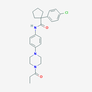 molecular formula C25H30ClN3O2 B235648 1-(4-chlorophenyl)-N-[4-(4-propanoylpiperazin-1-yl)phenyl]cyclopentane-1-carboxamide 