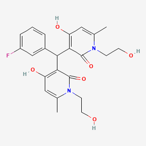 molecular formula C23H25FN2O6 B2356484 3,3'-((3-fluorophenyl)methylene)bis(4-hydroxy-1-(2-hydroxyethyl)-6-methylpyridin-2(1H)-one) CAS No. 883090-13-9
