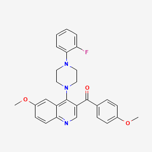 molecular formula C28H26FN3O3 B2356527 4-[4-(2-fluorophenyl)piperazin-1-yl]-6-methoxy-3-(4-methoxybenzoyl)quinoline CAS No. 866871-34-3