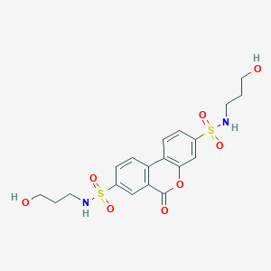 molecular formula C19H22N2O8S2 B2356574 N3,N8-bis(3-hydroxypropyl)-6-oxo-6H-benzo[c]chromene-3,8-disulfonamide CAS No. 708244-00-2