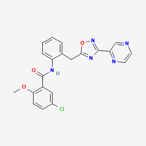 5-chloro-2-methoxy-N-(2-((3-(pyrazin-2-yl)-1,2,4-oxadiazol-5-yl)methyl)phenyl)benzamide