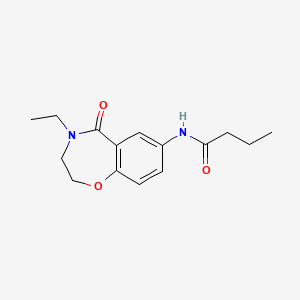 molecular formula C15H20N2O3 B2356674 N-(4-ethyl-5-oxo-2,3,4,5-tetrahydrobenzo[f][1,4]oxazepin-7-yl)butyramide CAS No. 921996-08-9