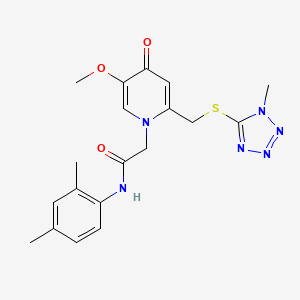 molecular formula C19H22N6O3S B2356679 N-(2,4-dimethylphenyl)-2-(5-methoxy-2-(((1-methyl-1H-tetrazol-5-yl)thio)methyl)-4-oxopyridin-1(4H)-yl)acetamide CAS No. 1005291-94-0