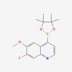 molecular formula C16H19BFNO3 B2356716 7-Fluoro-6-methoxy-4-(4,4,5,5-tetramethyl-1,3,2-dioxaborolan-2-yl)quinoline CAS No. 2248157-24-4